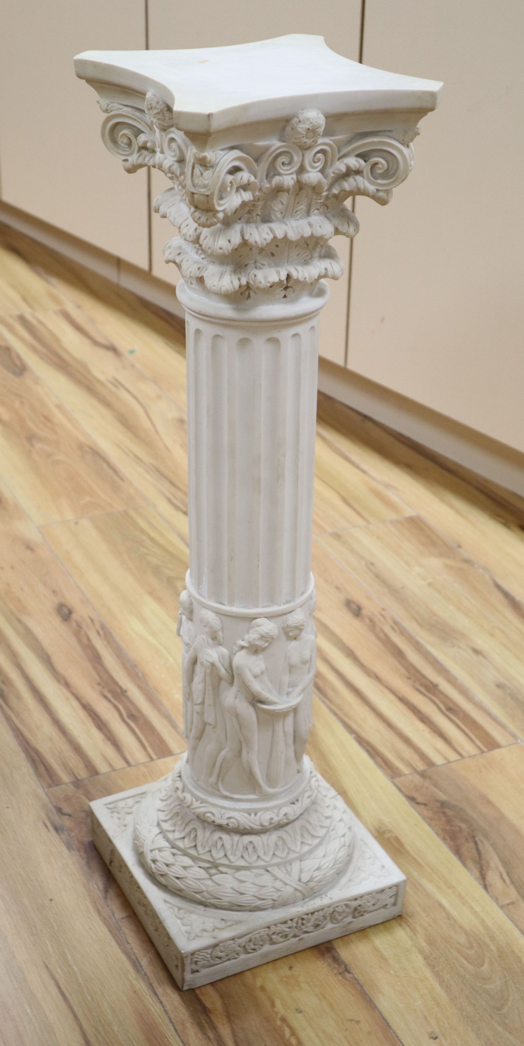 A composition Corinthian column pedestal, signed Guelli, height 72cm